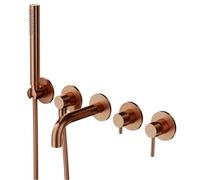 OMNIRES Y - Mitigeur de baignoire encastré, installation 5 trous, avec corps d'encastrement, avec accessoires, cuivre brossé Y1237-1SCPB