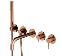 OMNIRES Y - Mitigeur de baignoire encastré, installation 5 trous, avec corps d'encastrement, avec accessoires, cuivre Y1237-1CP