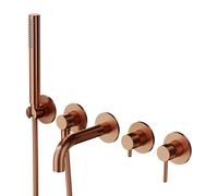 OMNIRES Y - Mitigeur de baignoire encastré, installation 5 trous, avec corps d'encastrement, avec accessoires, cuivre brossé Y1237-1SCPB