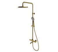 OMNIRES Y - Set de douche avec thermostat de baignoire, diamètre 25 cm, 3 jets, doré Y1234ALGL
