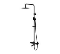 OMNIRES Y - Set de douche avec thermostat de baignoire, diamètre 25 cm, 5 jets, noir Y1234ALBL