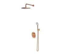 OMNIRES Y - Set de douche avec thermostat encastré, corps d’encastrement, diamètre 25 cm, 5 jets, cuivre brossé SYSYT05CPB