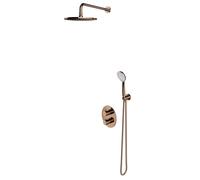 OMNIRES Y - Set de douche avec thermostat encastré, corps d’encastrement, diamètre 25 cm, 5 jets, cuivre SYSYT05CP