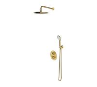 OMNIRES Y - Set de douche avec thermostat encastré, corps d’encastrement, diamètre 25 cm, 5 jets, laiton brossé SYSYT05BSB