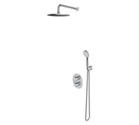 OMNIRES Y - Set de douche avec thermostat encastré, corps d’encastrement, diamètre 25 cm, 5 jets, nickel SYSYT05NI