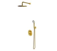 OMNIRES Y - Set de douche avec thermostat encastré, corps d’encastrement, diamètre 25 cm, 5 jets, or brossé SYSYT05GLB