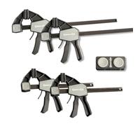 OMNIVOR - Lot de 4 Serre-Joints à Une Main à Serrage Rapide 2 × 150 mm + 2 × 300 mm Force 68 kg + Connecteur
