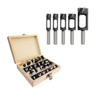 OMNIVOR - Pack Usinage Bois - Coffret 5 Mèches à Bouchonner 15-35 mm Acier Carbone Trempé - Coffret 12 Fraises Carbure Queue 6 mm Défonceuse - Ebénisterie
