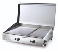 Ompagrill Barbecue Plancha Double 4071 Cover M Double Plaque De Cuisson À Gaz GPL/Méthane En Acier Inoxydable Avec Couvercle Et Allumage Piézoélectrique Italy