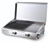 Ompagrill Plancha Double 4070/Cover/M Plaque de cuisson à gaz avec double grille en fonte et acier inoxydable