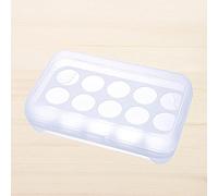 Omquot Boîte de Support de Stockage D'œufs, Conteneur de Réfrigérateur Portable et Durable pour L'organisation de la Cuisine, Boîtier en Plastique Blanc à 15 Grilles (Blanche)