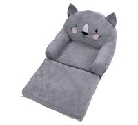 Omquot Canapé bébé Gris Style Dessin animé Mignon, Pliable, Poignée Large, Dossier Stable, Respirant, pour Enfants, pour la Maison et la Chambre à Coucher (2 Niveaux)