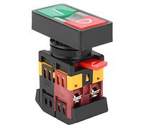Omquot Interrupteur à Double Bouton-poussoir avec Lumière LED Configurable pour Boutons Rouges ou Verts, Structure Transparente pour Usage Industriel, 1 X Interrupteur (220V)