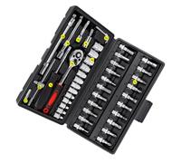 Omquot Kit de Clés à Cliquet 1/4 Pouces, Ensemble D'outils Durables pour la Réparation à Domicile et le Travail du Bois en Acier au Chrome Vanadium (46 pièces noires)