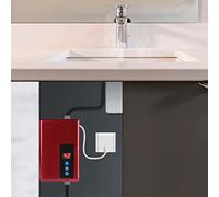 Omquot Mini Chauffe-eau électrique instantané Léger 5,5 Kw, Système D'eau Chaude pour Douche de Cuisine (Rouge)