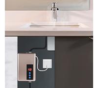 Omquot Mini Chauffe-eau électrique instantané Léger 5,5 Kw, Système D'eau Chaude pour Douche de Cuisine (Or)