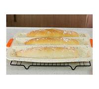 Omquot Plaque de Cuisson Antiadhésive pour Pain Français, pour Boulangers Amateurs, Mini Moule à Baguette Multi-fentes en Silicone Durable, Facile à Nettoyer, 1 unité (Beige)