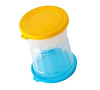Omquot Pot à Cornichons Hermétique et étanche en Sablier pour Cornichons Frais, Olives, Présentoirs de Cuisine pour la Famille en Silicone PP 11,4 X 15,2 Cm (Mélange jaune bleu)