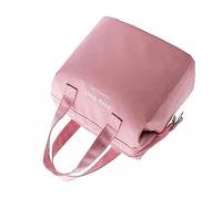 Omquot Sac à Déjeuner isolé en Tissu Oxford, Boîte à Déjeuner Portable étanche avec Fermeture éclair en Métal pour les Déplacements Domicile-travail (Rose)