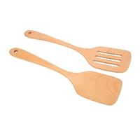 Omquot Spatule en Bois, Ensemble D'ustensiles Légers Résistants à la Chaleur pour la Cuisine, Lot de 2 Spatules en Bois de Hêtre