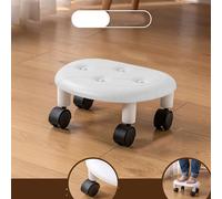 Omquot Tabouret Roulant Design élégant Siège à roulettes Bas pour Salon Chambre de bébé Simili Cuir Compact 1 unité (Blanc)