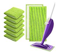 Omtofo 6 Pièces Lingettes Reutilisable pour Swiffer WetJet, 30x14cm Tampons Vadrouille Microfibre Mop Remplacement, Tampon Vadrouille Reutilisable pour Frotter Sols Secs/Humides