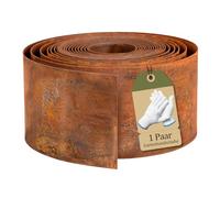 Omtofo Bordure de Pelouse en Acier Corten 5 M×15 cm H, Bordure Jardin Metal avec Patine Naturelle, Pelouse pour Parterres de Fleurs, AlléEs, Arbres et Graviers - avec Gants