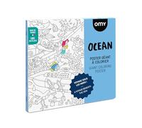 OMY - Poster Géant à Colorier Océan - 100 cm x 70 cm - Encadrable - Immense carte de l'Océan Originale et Amusante - Papier Extra-Blanc Qualité Supérieure 120 g/m² - Conçu et Fabriqué en France