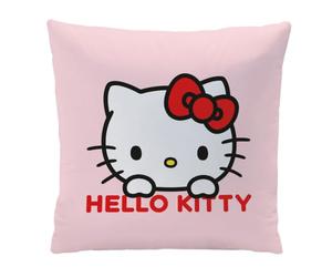 OMYDREAM Coussin Décoratif Enfant Hello Kitty Pois| Imprimé Recto Verso | Velours Doux 40x40 cm | Oeko-TEX | Idéal Chambre Fan Hello Kitty