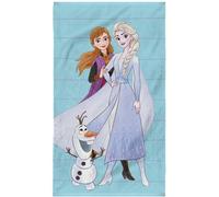 OMYDREAM Disney Frozen 2 Azur Serviette de Bain et de Plage 70x120 cm | Velours et Bouclette 100% Coton | Oeko-TEX | Imprimé Enfant Fille La Reine des Neiges Elsa Anna Olaf | Bleu