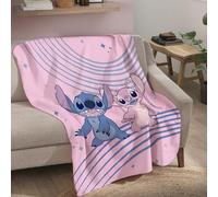 OMYDREAM Plaid Polaire Disney Home Stitch Wavy | 110x140 cm | Enfant | Impression Haute Qualité | Oeko-TEX | Rose | Cadeau Fille (Rose, 110x140cm)