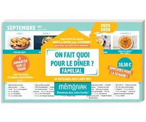 On fait quoi pour le dîner familial à aimanter sur le frigo 2025-2026 - Emilie Thuillez - Editions 365 - broché - Agenda