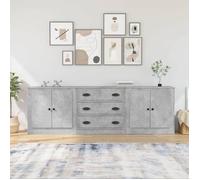 (ON SALE)(3 pcs)Buffets, Meuble d'Entrée - Buffet Buffets 3 pcs gris béton - bois d'ingénierie 29742