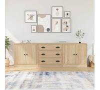 (ON SALE)(3 pcs)Buffets, Meuble d'Entrée - Buffet Salon, Chêne sonoma ,Bois d'ingénierie EU289092
