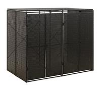 （ON SALE)Abri pour poubelle double Noir 140x80x117 cm Résine tressée - Cache-conteneur à déchet Maison@5948896