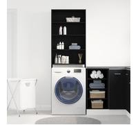 (ON SALE)Armoire haut de salle de bain,Meuble machine à laver Chêne noir 64x24x190 cm Bois agencé 15522