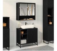 (ON SALE)Ensemble de mobilier de salle de bain - Meuble/Colonne Salle de Bain - 2 pcs Chêne noir @FR6416826