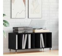(ON SALE)Meuble Étagère/Support multimédia, Meuble à vinyles - Chêne noir - 100x38x48 cm ,Bois d'ingénierie EU521006