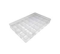On1shelf Boîte de rangement en plastique rigide transparent épais avec compartiment réglable pour jouets, bijoux, accessoires, tiroir ou cuisine (34,8 x 22,4 x 4,8 cm)