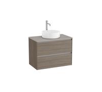 Ona Meuble 2 Tiroirs Pr Lav Centré + Plan 800 Orme Foncé-Roca A851728511