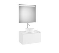 Ona Pack Meuble 1T+Plan Pr Lav Centré+Miroir 800 Blanc Mat-Roca A851712509