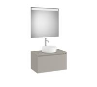 Ona Pack Meuble 1T+Plan Pr Lav Centré+Miroir 800 Gris Mat-Roca A851712510