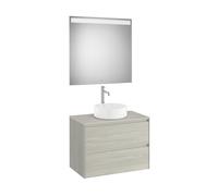 Ona Pack Meuble 2T+Plan Pr Lav Centré+Miroir 800 Chêne Bl-Roca A851716512