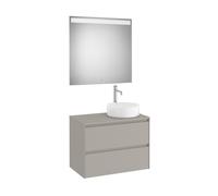 Ona Pack Meuble 2T+Plan Pr Lav Dte+Miroir 800 Gris Mat-Roca A851715510