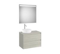 Ona Pack Meuble 2T+Plan Pr Lav Gche+Miroir 800 Chêne Blanchi-Roca A851717512
