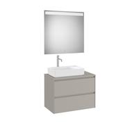 Ona Pack Meuble 2T + Plan Pr Lav Gche + Miroir 800 Gris Mat-Roca A851717510