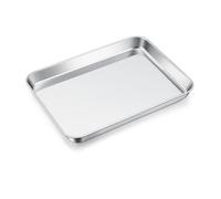 Onader Petite plaque de cuisson, plaque de four rectangulaire en acier inoxydable, moule de cuisson, plaque à gâteau pour la cuisson, la cuisson, le service, 26,4 x 20,4 x 2,5 cm, durable et passe au