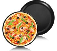 Onader Plaque à pizza 26cm Set de 2 pièces en acier inoxydable anti-adhésif forme ronde