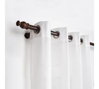 ondeco Tringle à rideau en bois 28 mm 1 rail Garniture complète de tringle à rideau en noyer 120 cm