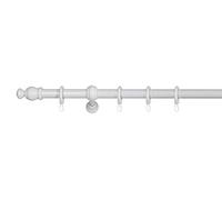 ondeco Tringle à rideaux en bois 28 mm 1-rail Garniture complète de rideau blanc 160 cm